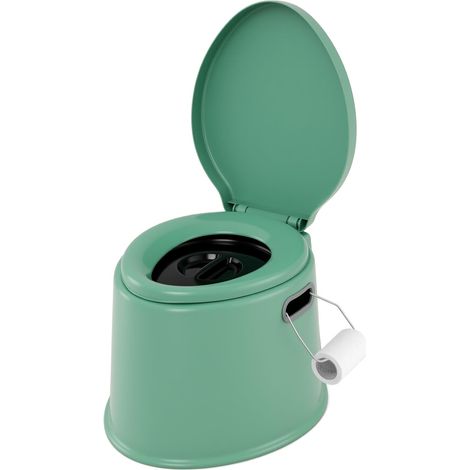 COSTWAY Toilette Portatile WC Chimico, WC da Viaggio Leggero con Secchio Interno Rimovibile,Water Portatile per Adulti e Anziani con Portarotolo, Supporto Carico 200 kg, 41 x 49 x 34 cm (Verde)