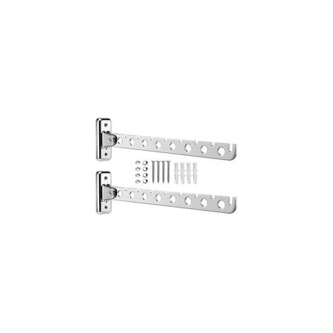 2Pcs Porte Cintre Mural Étendoir Mural Sechoir Linge Cintre Mural Support de Séchage Rotation 90° Porte-Vêtements Pliable Mural avec Vis et Chevilles pour Chambre Salon Balcon