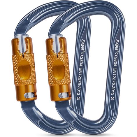 Mousquetons Escalade Clips, Mousqueton en Alliage d'aluminium, Mousquetons Robustes pour Escalade, Hamac, Camping, Randonnée, Ski, Vélo Descente en Rappel (1/5)
