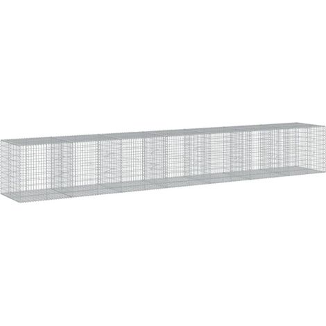 Panier gabion clôture cage mur de soutènement avec couvercle 700 x 100 x 100 cm fer galvanisé Argent