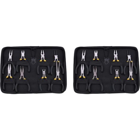 16Pcs Ensemble de Mini Pinces,Pince Longue avec des Dents,Aiguille A Courbe Ronde Pince Diagonale Bout de Decoupeur Juge Pince avec Poignees Noires & Poche de Protection (1/5)