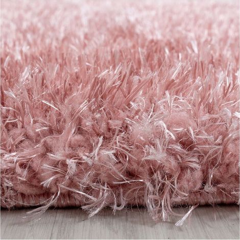 Tapis rond à poils longs doux uni Sera Rose Ø 120 (1/5)