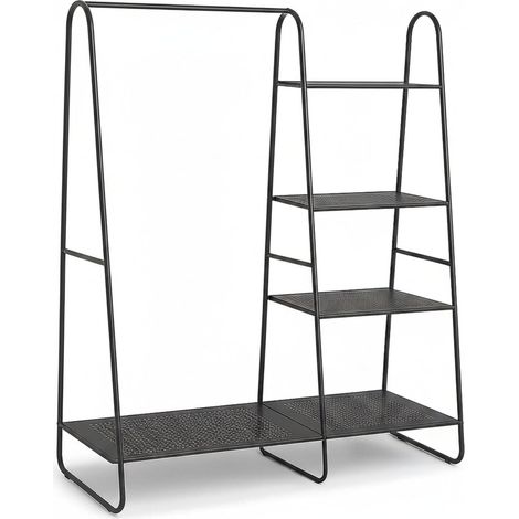 Portant moderne pour entrée et chambre 150 x 100 x 39 cm avec 5 tablettes pratiques en métal noir (1/4)