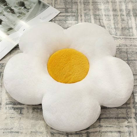 Cojín floral, cojín de felpa con diseño floral, cojines decorativos para dormitorio, hogar y decoración de sofá cama (45  45, blanco) (1/4)