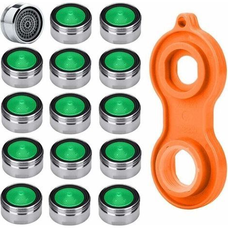 Mousseur Robinet Economiseur D'eau 15pcs M24 Embout Brise Jet Robinet Haute Qualité Matériel En Laiton Chromé + 1pc Aérateur De Robinet Universel (1/4)