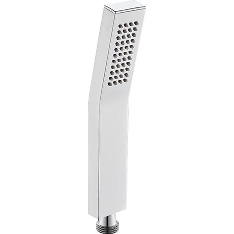 Pommeau de douche carré en laiton, un seul jet, corps en laiton pur, surface chromée incurvée et massive. (1/5)
