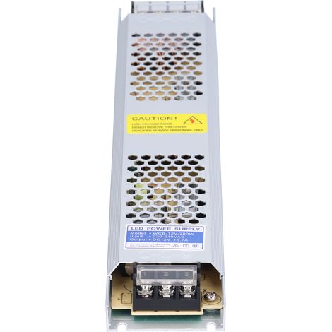 Alimentation à découpage 310 x 55 x 24 mm pour bande LED ultra-mince, alliage d'aluminium, 12 V, 200 W (1/5)
