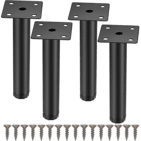 Pieds de meubles en 4 pièces, réglables en 15 cm (5,9 pouces), avec supports fixes en métal, adaptés aux meubles, tables, chaises, bureaux, cuisines, armoires et canapés. (1/5)