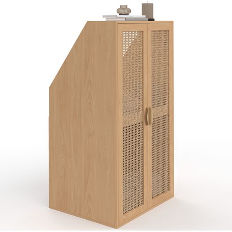 Schrank unter Dachschräge 2 Türen EDHEN 60 x 50 x 70/110 cm Holz und Rohrgeflecht