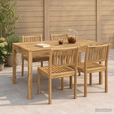 vidaXL Mesa de cena de jardín Blanqueado 141 x 80,5 x 75 cm (1/5)