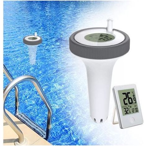 Piscine Thermomètre Flottant Jauge,Thermomètre Intérieur et Extérieur Flottant sans Fil,Thermomètre de Piscine Numérique avec écran LCD (1/5)