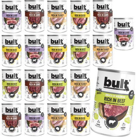 Alimento húmedo para perros BULT. Surtido de sabores. Lata de 20 x 400 g. Sin pescado. (1/5)