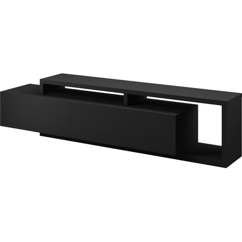 Mueble TV Lutiva 103, Negro mate, Número de puertas: 0, Número de cajones: 1, 219x52x45cm