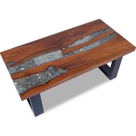 Maison Exclusive - Tavolino da Salotto in Legno di Teak e Resina 100x50 cm (1/5)