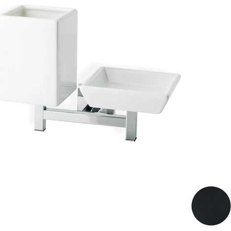 STILHAUS Urania portasapone con bicchiere parete nero codice prod: 000U1423