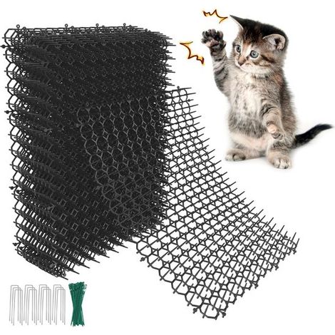 Juego de 12 estacas de plástico para gatos (20x15cm) – Con 8 estacas en forma de U y 20 fijaciones, aptas para uso en interiores y exteriores. (1/2)