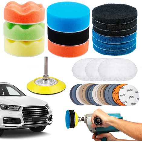 Kit de Restauration de Phares: 41 Pièces Tampons de Polissage de Voiture, Eponges de Polissage pour Voiture et Moto, Kit de Restauration de Phare avec Papier de Verre (1/5)