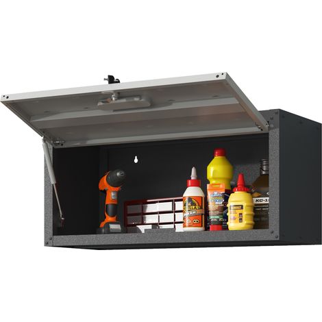 Armoire murale en métal polyvalente, placard de rangement à fixer au mur avec porte verrouillable, coffre à outils en acier suspendu, idéal pour garage, cave, atelier et cuisine, H34,5 cm × L75 cm × P (1/5)