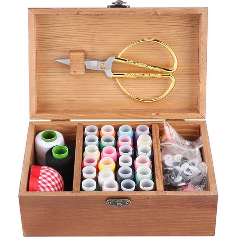 Boîte en bois vintage pour ranger aiguilles et fils à coudre, organisateur d'outils de bricolage, motif pissenlit (1/5)