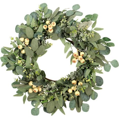 Couronne d'eucalyptus artificielle 2024, guirlande de feuilles vertes, eucalyptus artificiel (1/4)