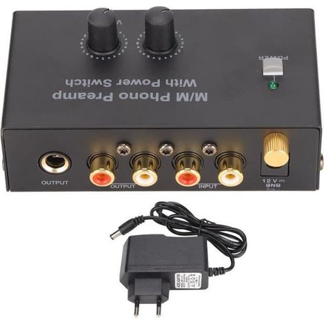 Basetbl – PP500 Phono-Vorverstärker – Professioneller rauscharmer Vorverstärker – 12-V-Gleichstromadapter – 2-V-Ausgangsspannung an 10 kΩ – Verstärkungsregler (1/5)