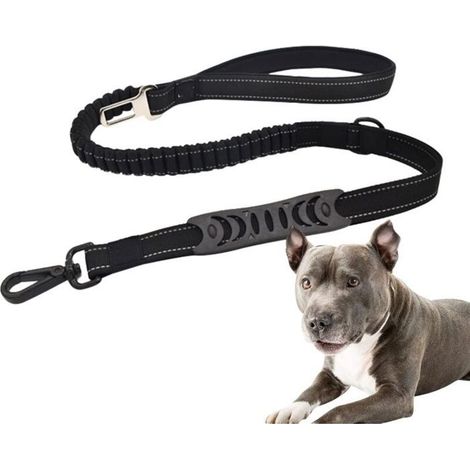 (Noir) Laisse Anti Traction Chien, 1.78M, Ceinture Chien Voiture, Réfléchissante, Poignée Rembourrée, pour Petits/Moyens/Grands (1/5)