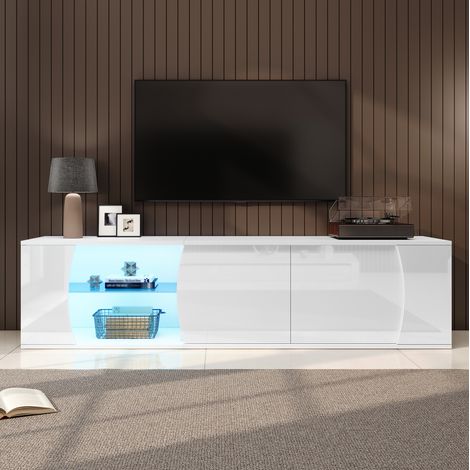 Mueble TV LED 180 cm con 3 puertas blanco OKMYHOME (1/5)