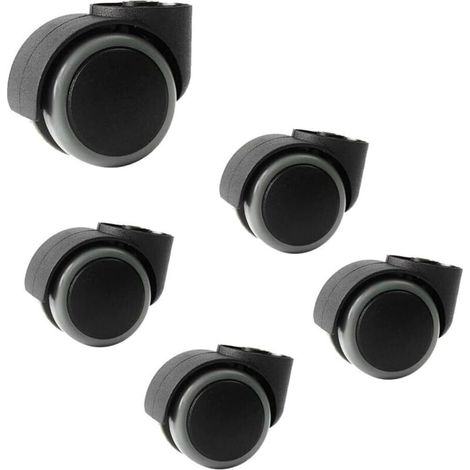 lot de 5 roulettes chaise bureau sans tige 50mm, polyuréthane, diamètre trou 8mm, charge 150kg, pour chaises pivotantes (1/5)