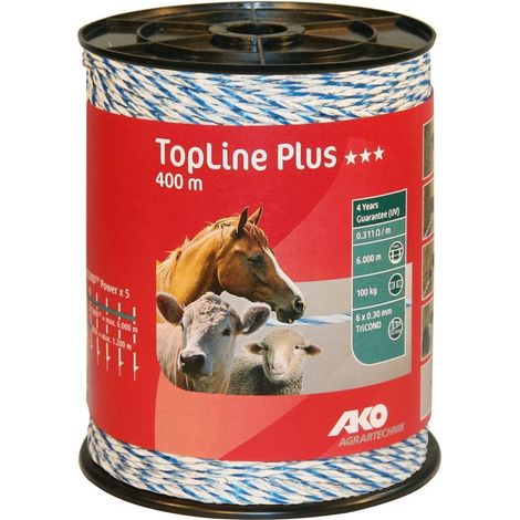 AKO Weidezaunlitze Top Line Plus Weidezaunseil 400 m Litze Rolle Elektrozaun (1/3)