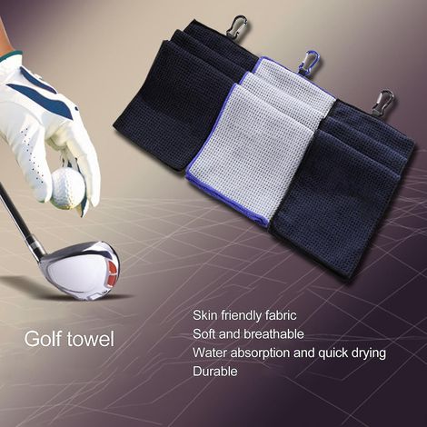 Lot de 2 serviettes de golf orange anti-boulochage à motif gaufré pour un séchage rapide - Accessoire d'entraînement de golf (1/4)