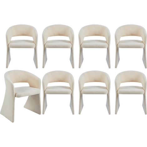 Lot de 8 Chaises Tissu Bouclette "Ezra" 81cm Crème (1/5)