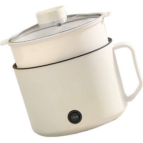 Mini-autocuiseur électrique multifonctionnel pour la cuisson rapide des nouilles, idéal pour les résidences étudiantes et un usage personnel (CN 220V, beige) avec panier vapeur.