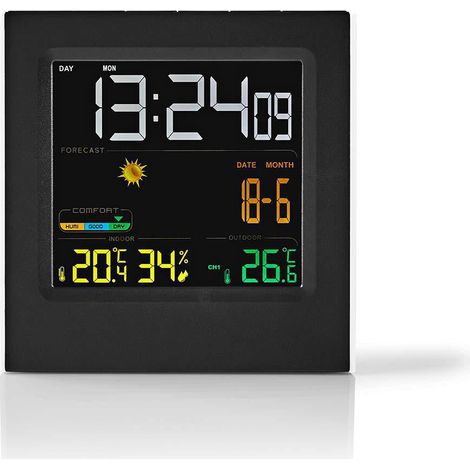 Estacion meteorologica interior y exterior incluye sensor meteorologico inalambrico pronostico del tiempo visualizacion de la hora pantalla led funcion de despertador