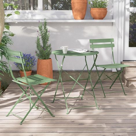 Grand patio Bistro Set 3tlg. Premium Stahl Klappbar Gartenmöbel Grün (1/5)