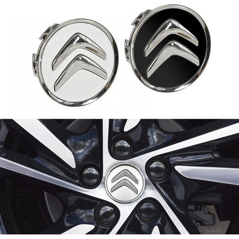 Lot de 4 emblèmes de moyeu de roue Citroën compatibles avec le modèle B 9[JUN] 60 mm - Argent (1/5)