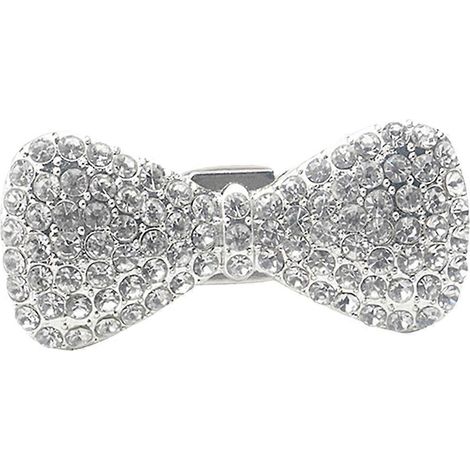 Décoration de grille d'aération de voiture en forme de nœud papillon avec strass - Clip pour grille de climatisation-5.3X2.3X1CM-Silver (1/2)