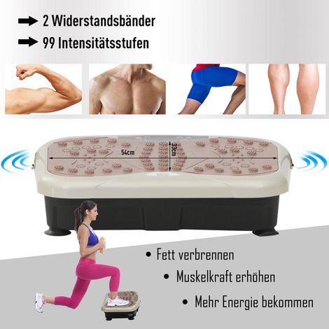 Vibrationsplattform, Vibrationstrainer, Vibrationsgerät, Fitnesstrainer, LED-Display, USB-Lautsprecher, elastische Trainingsbänder, Fernbedienung (1/5)