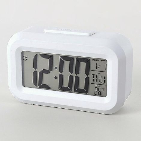 blanc Rveil,horloge  Piles,modle Dim Night,12/24 Heures,sans Fil,petite Horloge Pour Chambre/mur/voyage Avec Affichage (1/5)