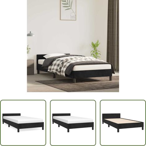 Kopfteil - Bettgestell mit Kopfteil ohne Matratze Schwarz 90x200 cm Samt (1/5)
