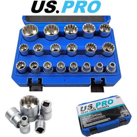 US PRO Tools 19pc 1/2" DR Gear Lock Sockets Socket Set 8-32mm CR-V NEW 3221 (1/4)