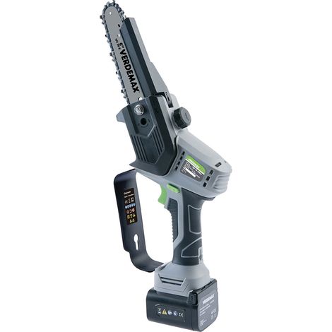 Potatore a Batteria con Lama Dentata in Acciaio e Caricabatteria PE16 PRO Verdemax Grigio Verde