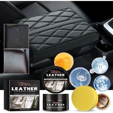 Produit rénovateur pour cuir automobile, nettoyant multi-usages pour sièges et tableaux de bord - 100 g + éponge (1/5)