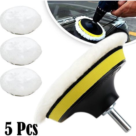 DOLASO 5 Stück 150 mm Woll-Polierpad, Polierscheibe, Polierschwamm-Pads, Auto-Polierset mit M14-Bohrer zum Autopolieren, Schleifen, Wachsen (1/5)