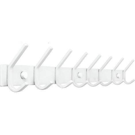 TOJ Living Porte-manteau mural 16 crochets – Patère murale / porte-serviettes – Style industriel & moderne – Acier inoxydable – 62 cm – blanc (1/5)