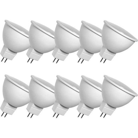 10 Ampoules LED 6 Watts MR16 / GU5.3 6000K blanc froid 590 lumens (1/3)