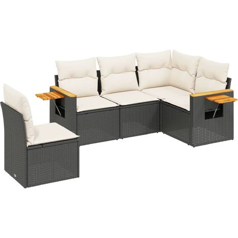 Maison Exclusive - Patio Sofa Set 5-Posti Black and Cream (1/5)