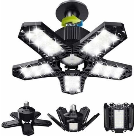 Plafonnier LED de garage 120 W – 12000 lm – 5 panneaux réglables – Température de couleur 6500 K – Douille E26/E27 (1/4)