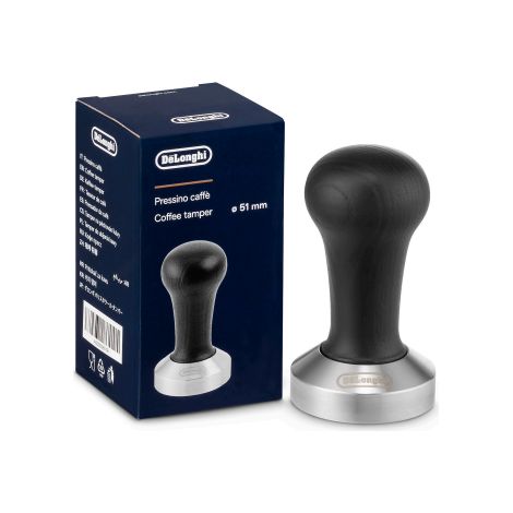 Delonghi pressino pressacaffè 51mm acciaio inox e legno nero macchina caffè