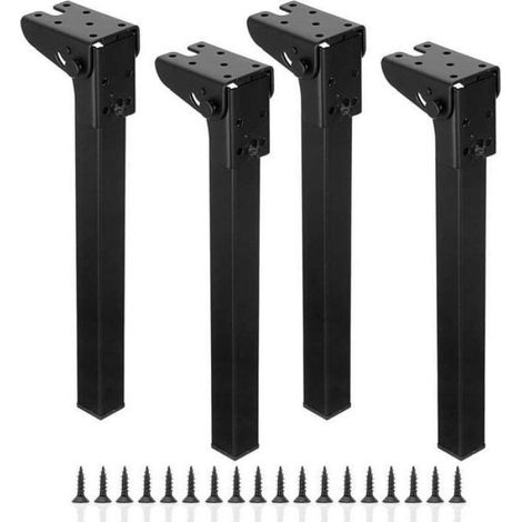 Pieds De Table Pliants - Metal Noir - Hauteur 30 Cm - Pour Tables Et Bureaux - Lot De 4 (1/4)