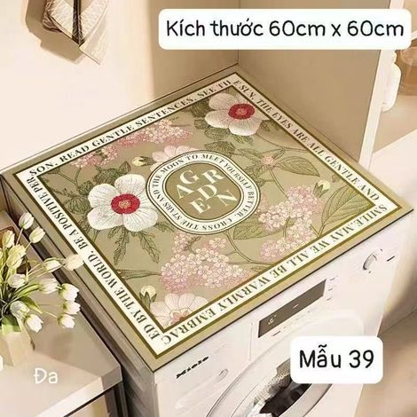 Staubschutzhülle aus Kieselgur für Waschmaschine, Kühlschrank und Nachttisch - Wasserdichte und saugfähige Isoliermatte für Mikrowellen, Modell Blühende Blume 60x60 cm-lsw